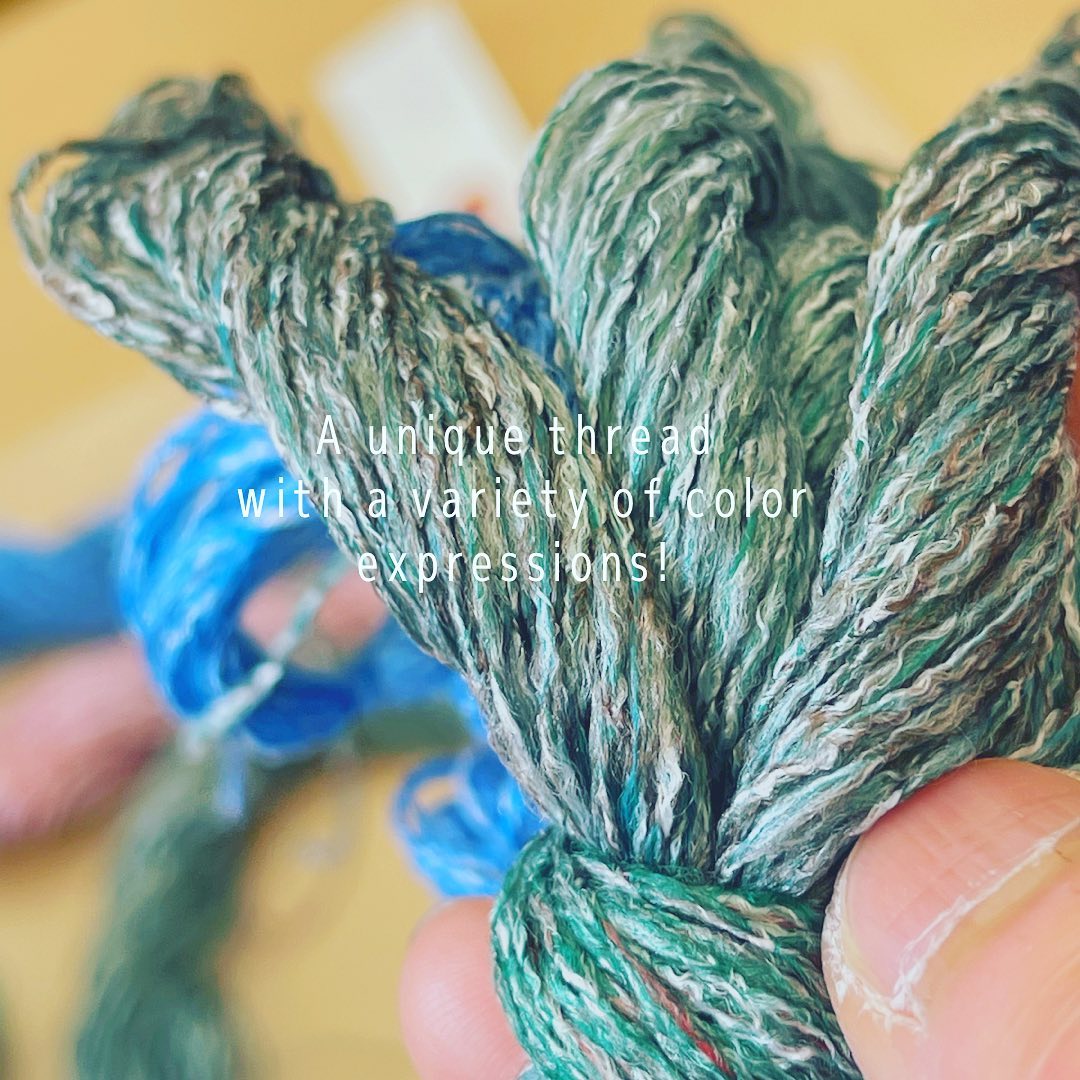 #なかなかいい感じ の#糸 をご紹介いただきました❗️#sustinable #recycle #poly #merange#mixyarn #どう表現しようかな #textiledesign #gifugram #gifugramステッカー #欲しいです笑 #kawabo