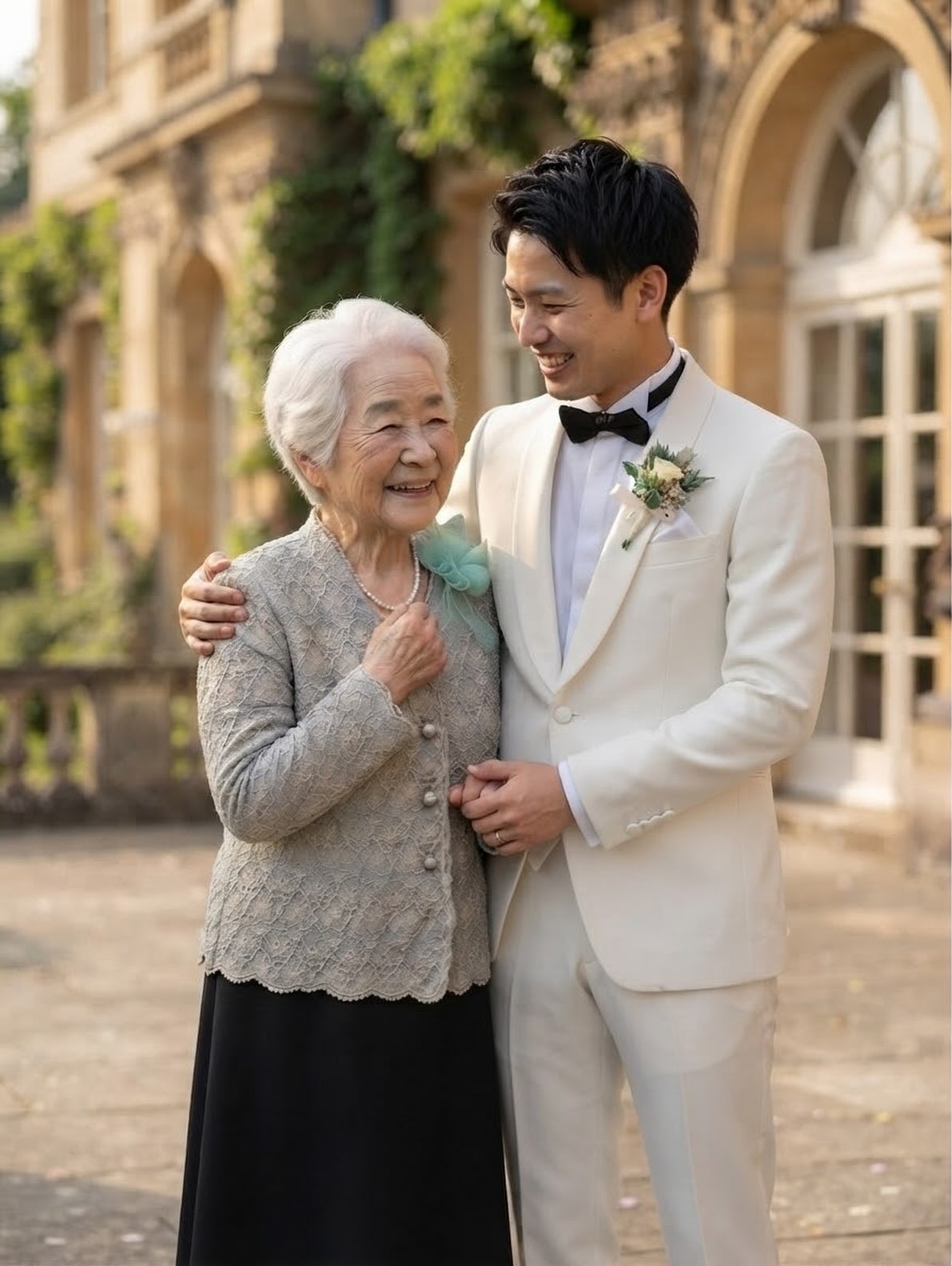 孫の結婚式に。おばあちゃんの幸せは家族の幸せ。