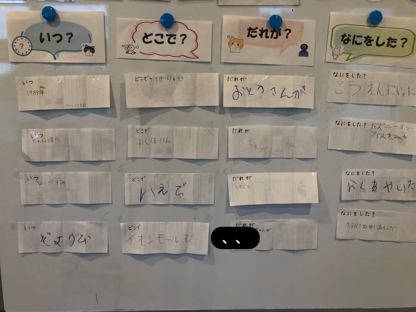 〜活動の様子〜
⚫️風船運びゲーム
お友達と協力して背中で挟んだり、腕にのっけてみたりして風船を落とさないようにゴールまで運びました!
年齢も違いますが、年上の子がペースを合わせてあげたり、優しくリードしてあげるような姿もありました!!
⚫️サーキット遊び
どんなコースにするかお子さん達と話し合いながらコースを決めてみたり、マットを使って幅跳びに挑戦してみたりしています!『ここまで跳べたから次はここまで跳びたい!!』と何度も挑戦する姿があったり、前まで跳べなかったハードルを跳べるようになったり、諦めずに頑張る姿がカッコ良いです!
⚫️いつ?どこで?だれが?なにをした?ゲーム
いつ?どこで?などのお題に合わせて、ペアやチームで一緒に考えました!最後にその文章をランダムで合わせると面白い文章になったりして、子ども達はきゃっきゃと笑いながらたのしんでいました!!
#ペンギンのあしあと
#放課後等デイサービス
#日常
#活動の様子
#運動あそび